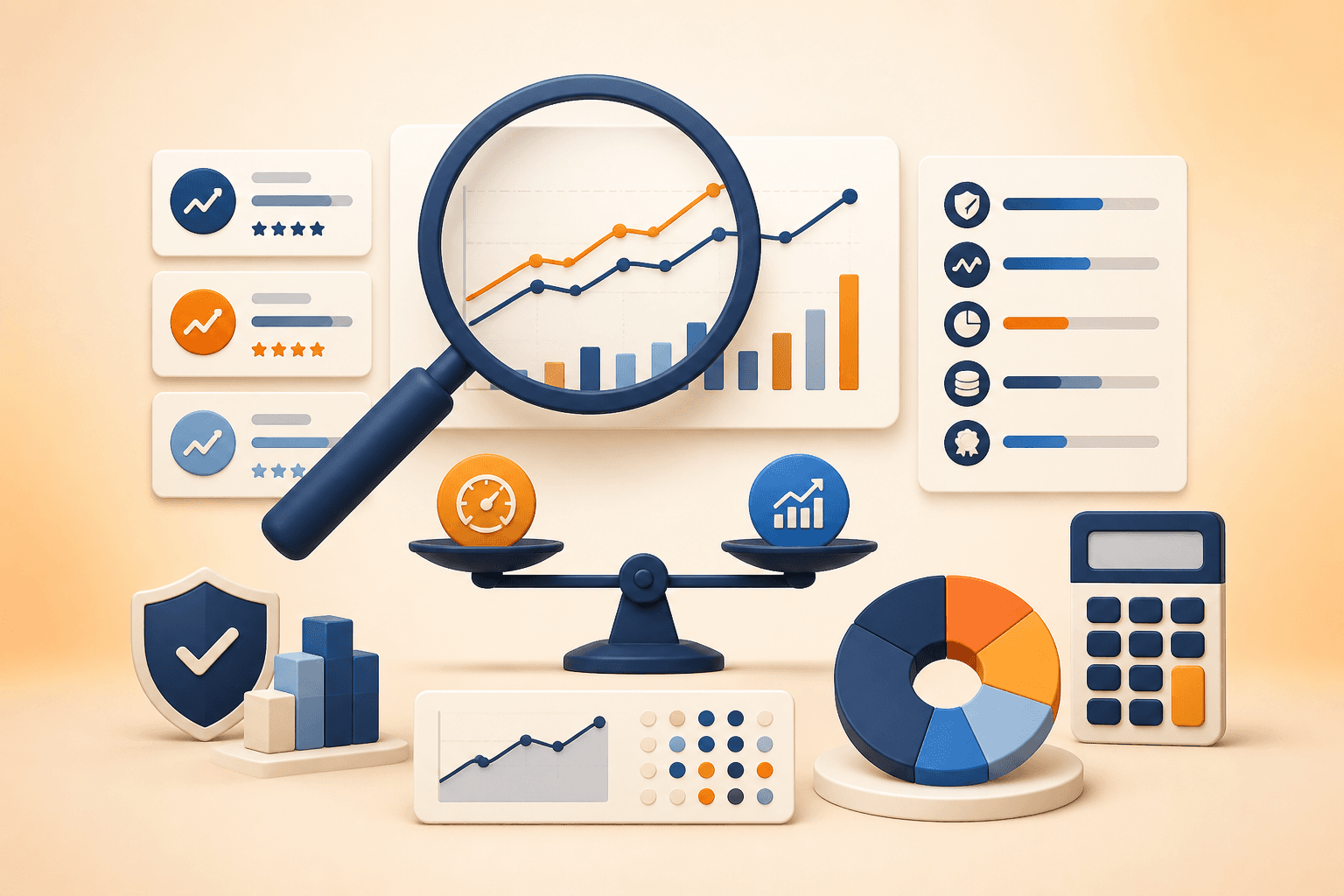 Educational illustration for Checking rolling returns, showing fund comparison, risk-return evaluation, portfolio evidence, and diversification.